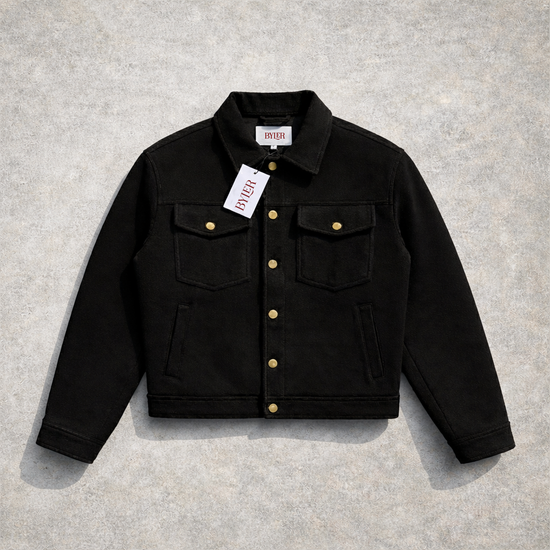 BYLER.  BLACK trucker jacket