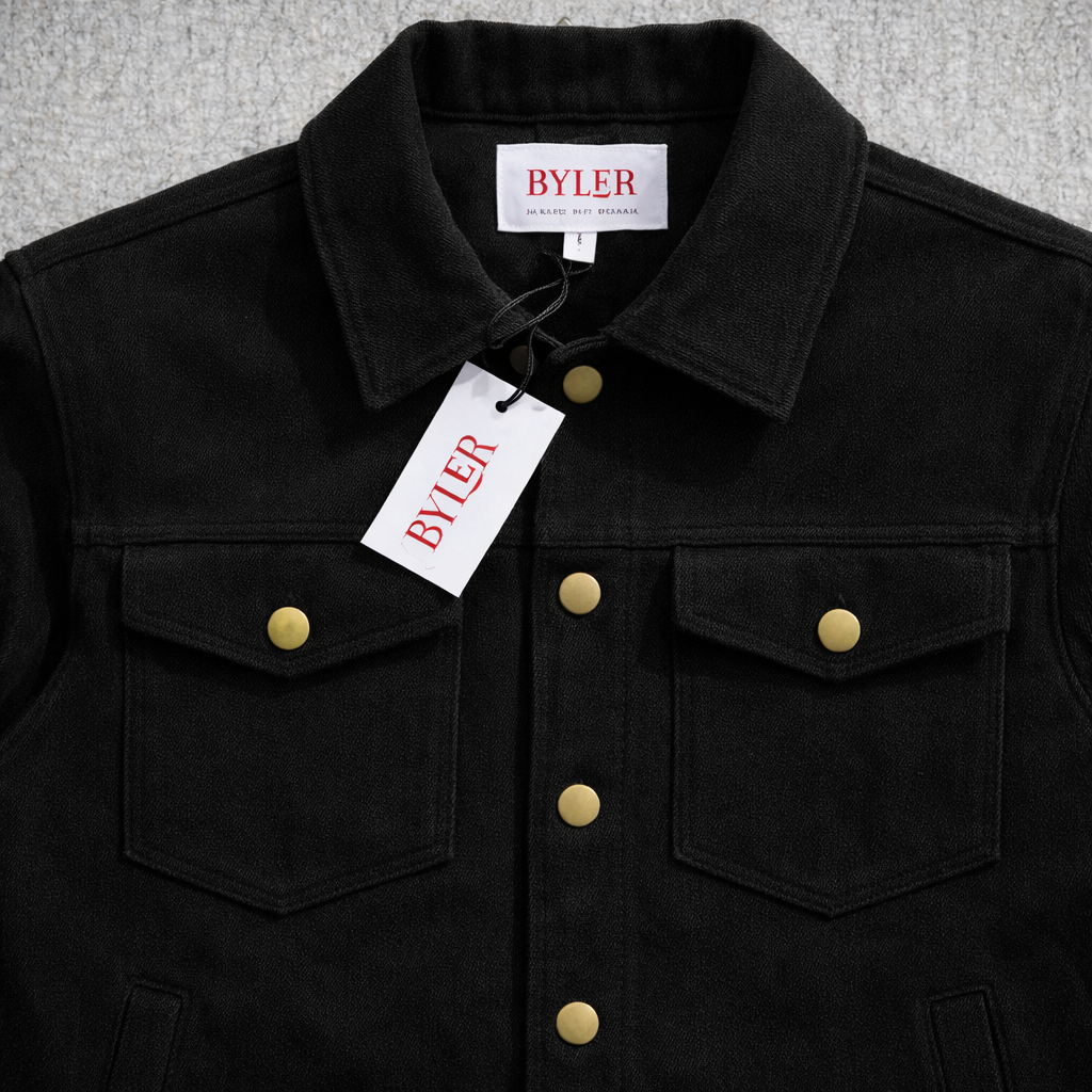 BYLER.  BLACK trucker jacket