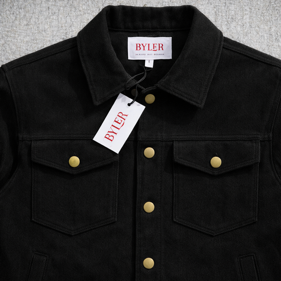 BYLER.  BLACK trucker jacket